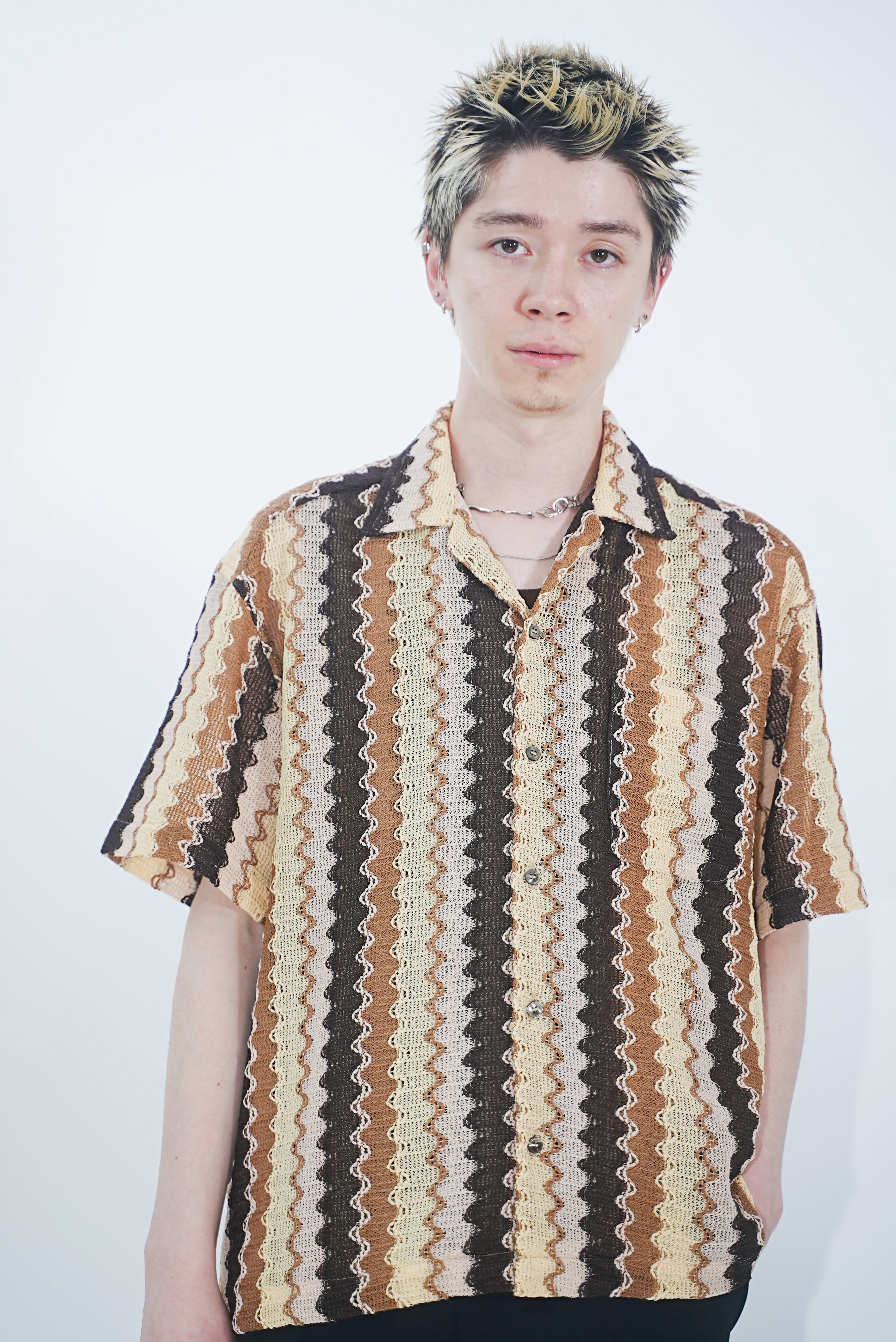 CMMN SWDN TURE KNITTED SHIRT BROWN WAVEコモンスウェーデン